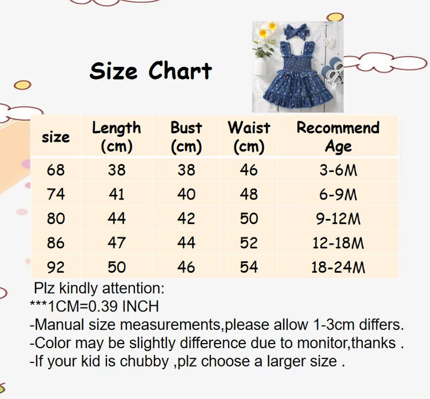 Golden Bloom – Baby Girl Blue Slip Dress with Gold Dots and Matching Headband Set